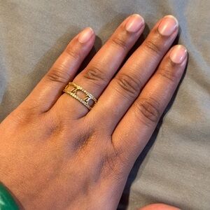 Elegant Gold and Silver Women's Ring LV ring size 6